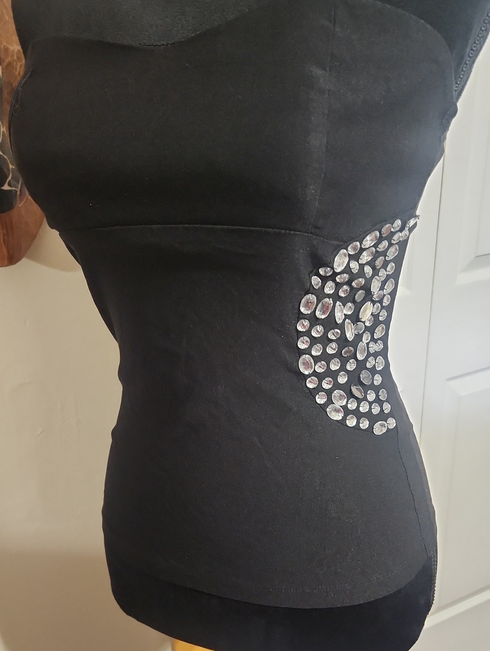 Body Central Black Strapless Gem-Accent Crop Top